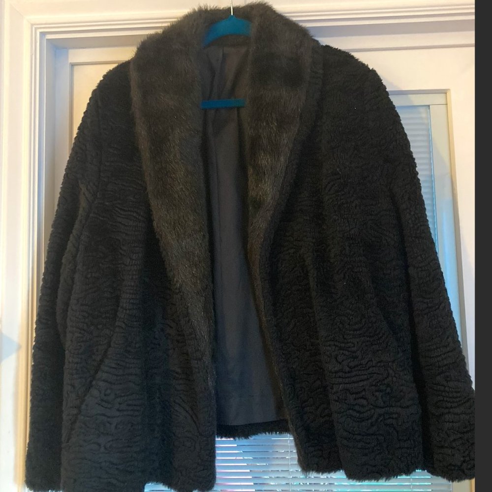 Vintage crop swing jacket with Fur Collar